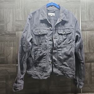 Gustin Made In USA Gray Waxed 100% Cotton Trucker Jacket Small